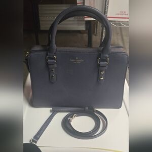 Kate Spade Navy Satchel with Gold Accents